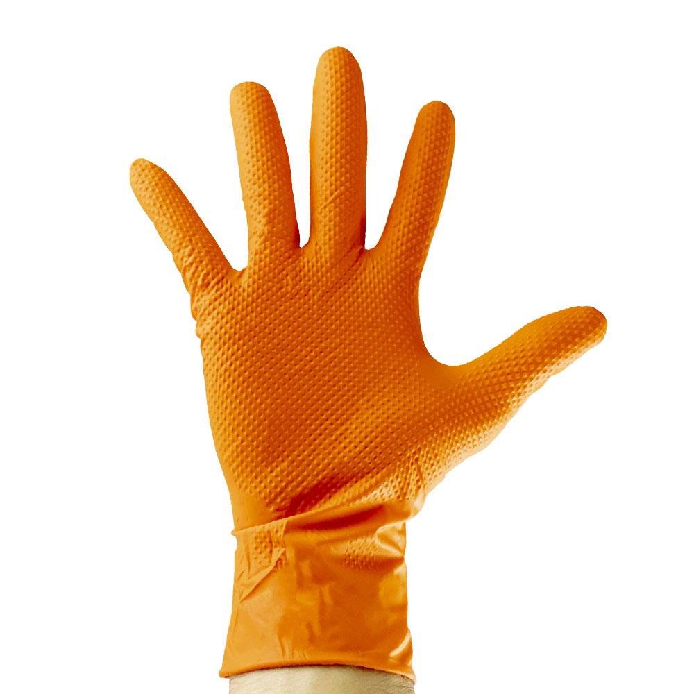 Manusi din nitril de culoare orange 7.0 mil textura de diamant, marimea: m (100 bucati) Jbm 53551