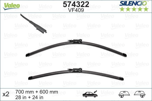 Set lamela stergator Valeo Silencio FlatBlade OE 700/600 mm 574322