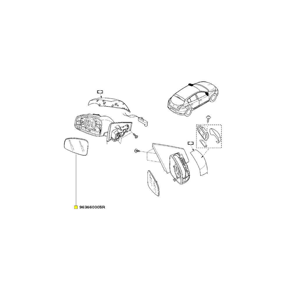 Geam oglinda retrovizoare stg. megane iii Renault 963660005R
