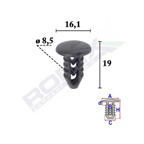 Clips tapiterie pentru Fiat set 25 buc Romix 10069