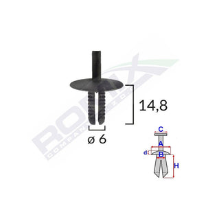 Clips fixare pentru Bmw 6X14.8MM - negru set 10 buc Romix C10006