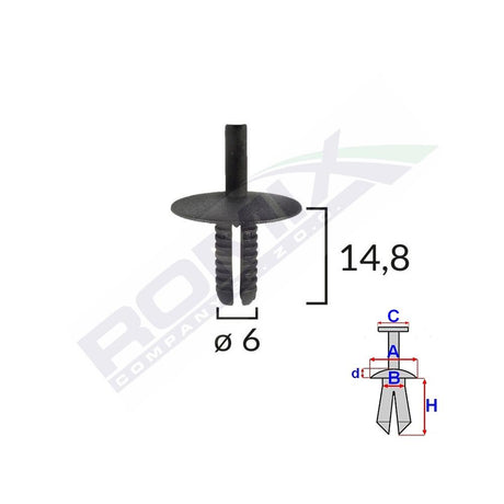 Clips fixare pentru Bmw 6X14.8MM - negru set 10 buc Romix C10006