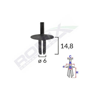 Clips fixare pentru Bmw 6X14.8MM - negru set 10 buc Romix C10006 – imagine 2