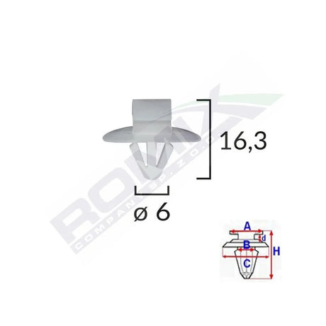 Clips fixare elemente exterioare pentru iveco/opel/renault 6X16.3 - gri set 10 buc Romix 71188 – imagine 2