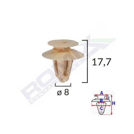 Clips tapiterie pentru audi/ford/seat/vw 8X17.7MM - bej set 25 buc Romix A14424