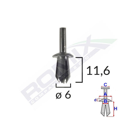 Clips fixare Renault Dacia Mercedes Bmw Fiat - negru set 25 buc Romix 20561