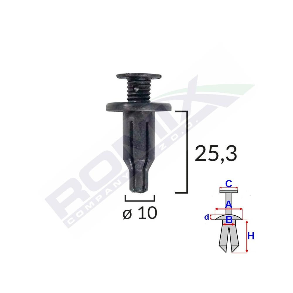 Clips fixare pentru honda/hyundai/lexus/toyota/kia - fixare masca fata - negru set 10 buc Romix 60003