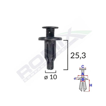 Clips fixare pentru honda/hyundai/lexus/toyota/kia - fixare masca fata - negru set 10 buc Romix 60003