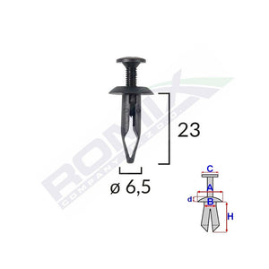 Clips fixare universal 6.5X23MM - negru set 10 buc Romix B14992
