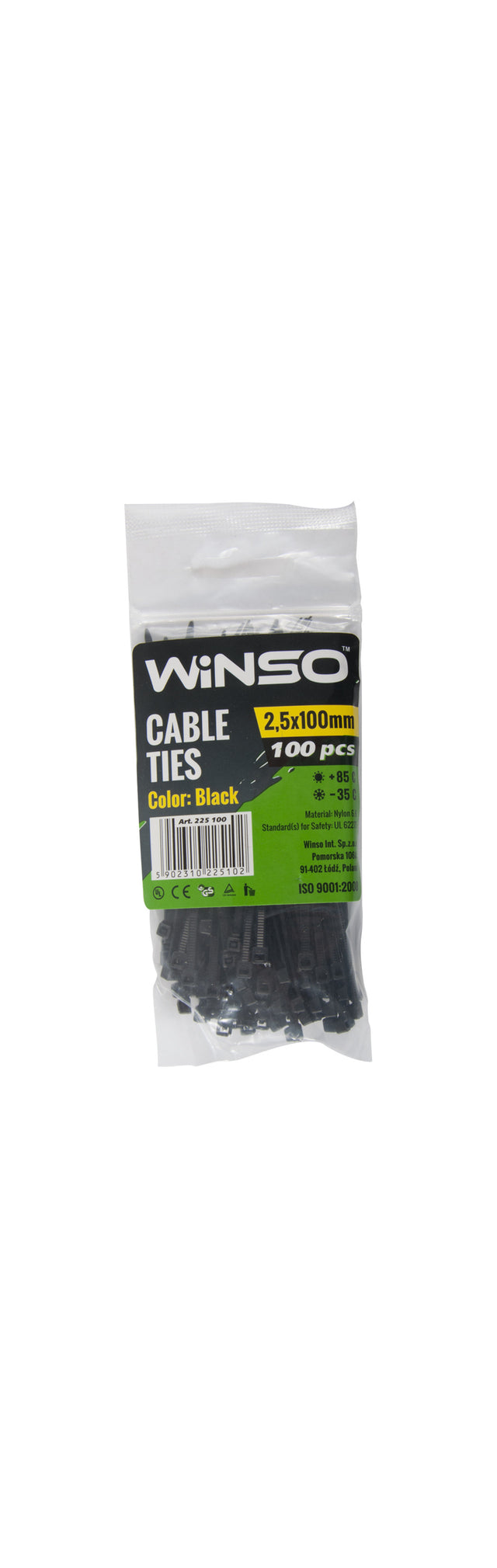 Coliere plastic 2,5x100 Negru - Set 100 buc Winso 225100
