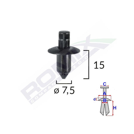 Clips fixare pentru lexus/suzuki/toyota/volvo 7.5X15MM - negru set 10 buc Romix B24649