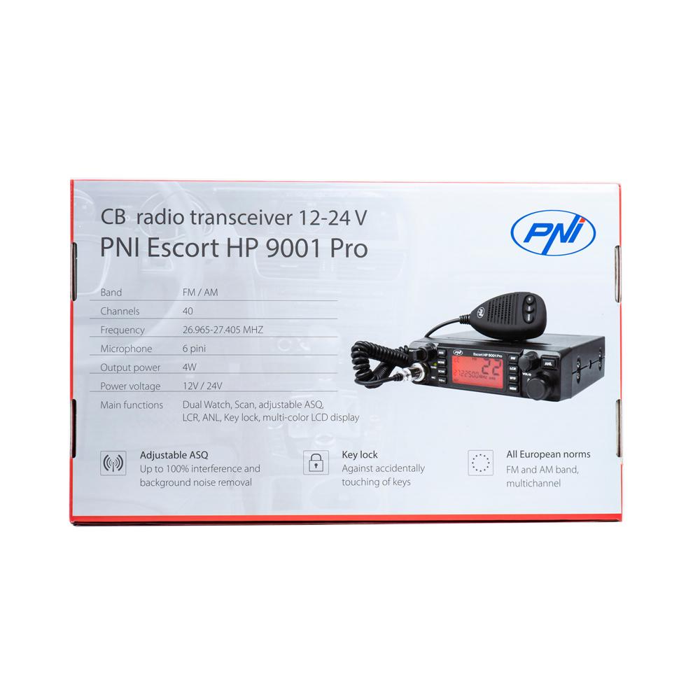Statie radio cb Pni escort HP 9001 pro asq reglabil, am-fm, 12V/24V, 4W, scan, dual watch, anl, ecran multicolor PNI-HP9001P