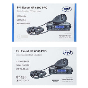 Statie radio cb Pni escort HP 6500 pro, multi-standard, vox, nrc, 4W, am-fm, 12V, sq, asq, mufa de bricheta inclusa PNI-HP-6500P