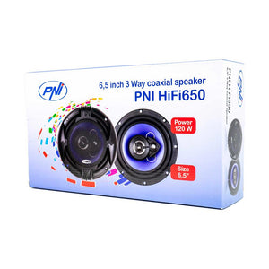 Difuzoare auto coaxiale Pni HIFI650, 120W, 16.5 cm, 3 cai, grila inclusa, set 2 buc PNI-FI650