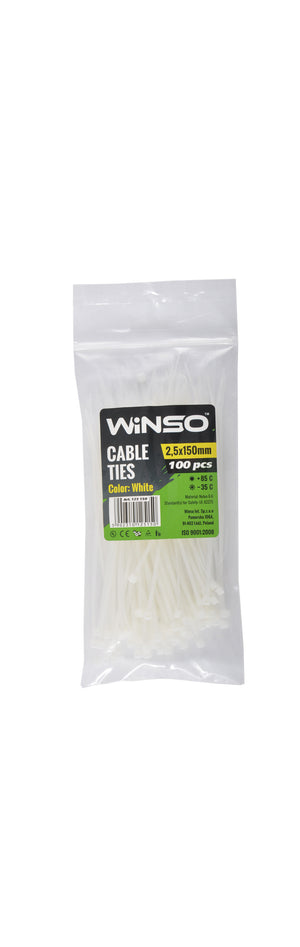 Coliere plastic 2,5x150 Alb - Set 100 buc Winso 125150