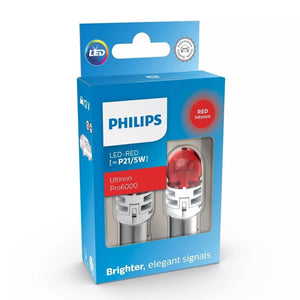 Set 2 becuri auxiliare cu LED 12V P21/5W ultinon PRO6000SI red Philips 11499RU60X2