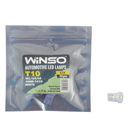 Bec LED Winso 12V SMD T10 W2.1x9.5d 1LED 5630 Alb - Set 10 buc 127290