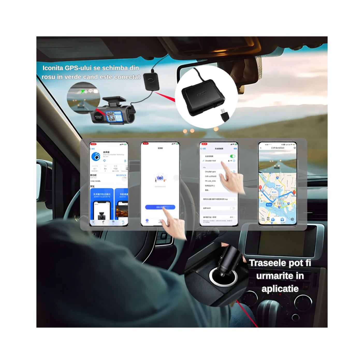 Camera auto DVR 4K dual lens B53P GPS WiFi cu ecran LCD night vision