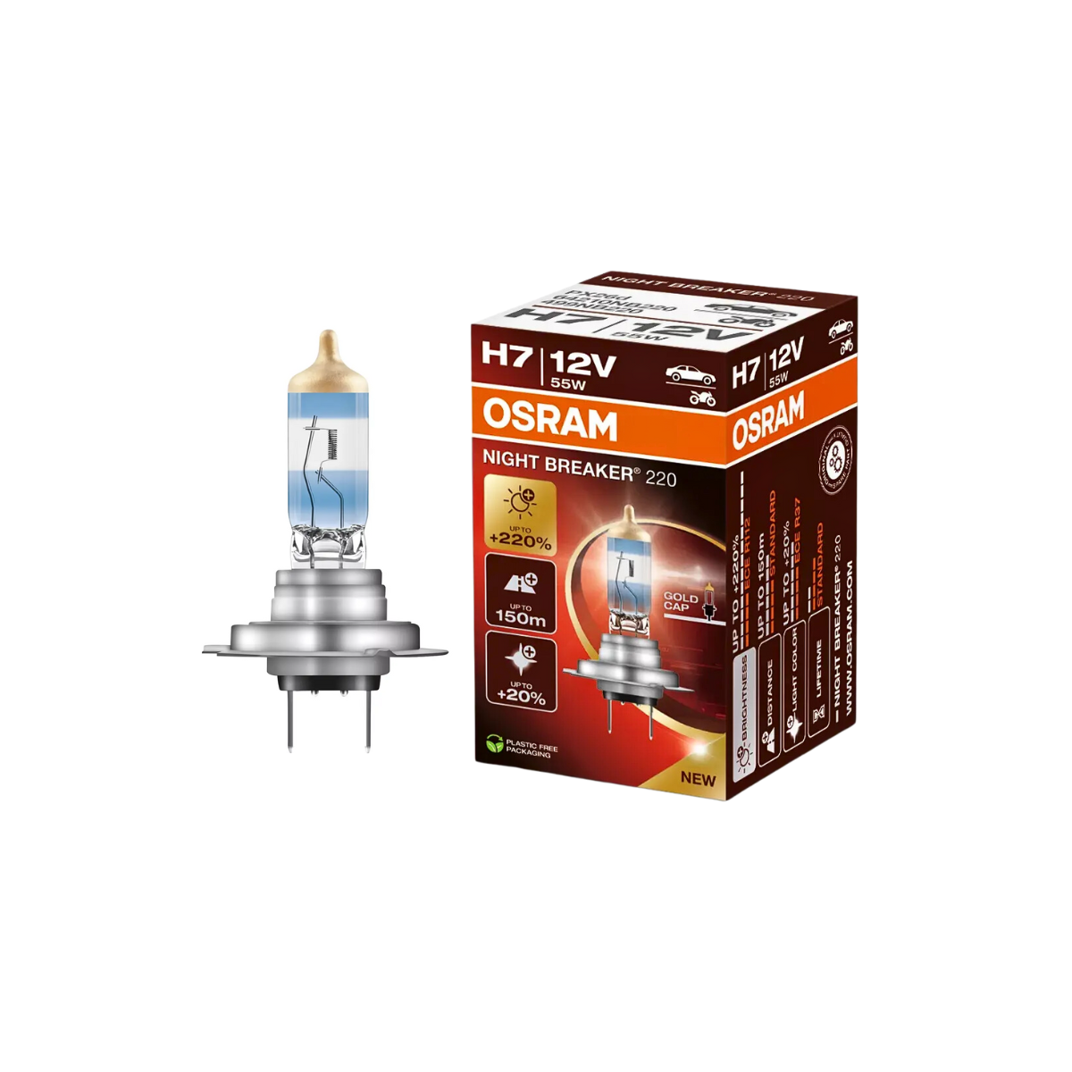 Bec auto far halogen Osram H7 Night Breaker +220% 55w 12v 64210NB220