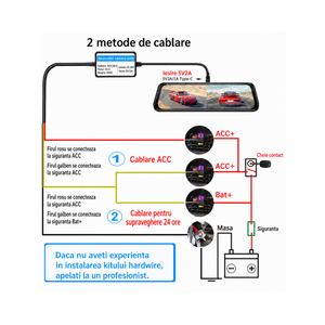 Kit alimentare camera auto DVR USB-C 12V/24V 5V 2.5A