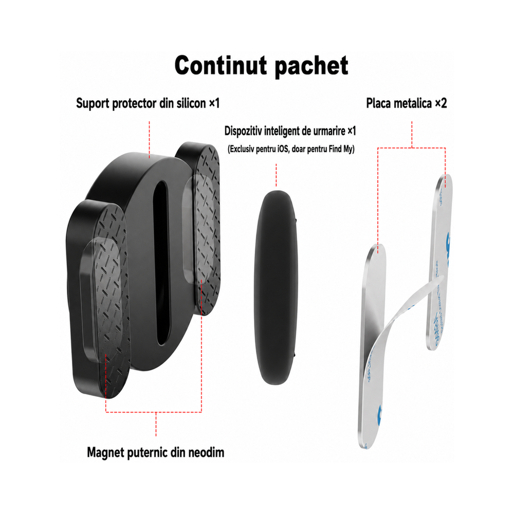 Mini Tracker GPS magnetic compatibil Apple Find My auto si bunuri