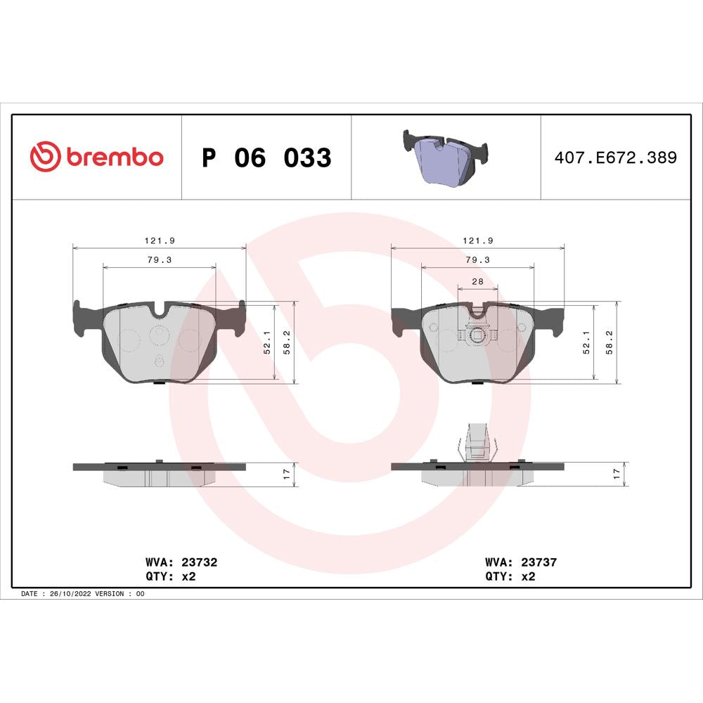 Set placute frana Brembo P 06 033
