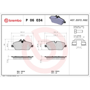 Set placute frana Brembo P 06 034