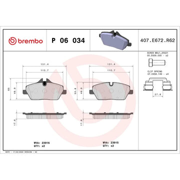 Set placute frana Brembo P 06 034
