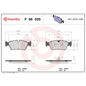 Set placute frana fata Brembo P 06 035