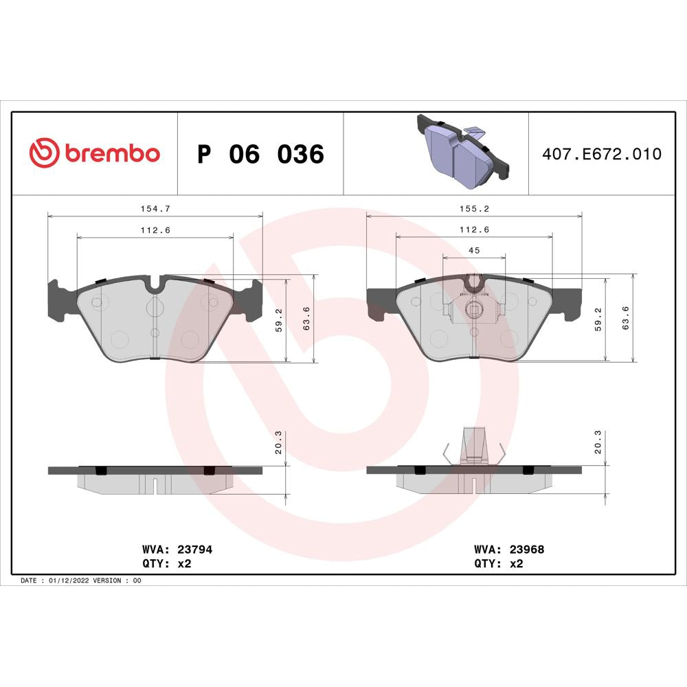 Set placute frana fata Brembo P 06 036