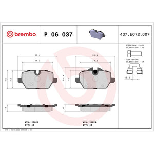 Set placute frana spate Brembo P 06 037