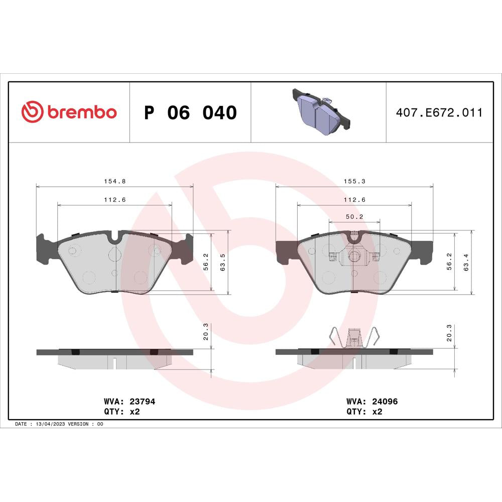 Set placute frana fata Brembo P 06 040