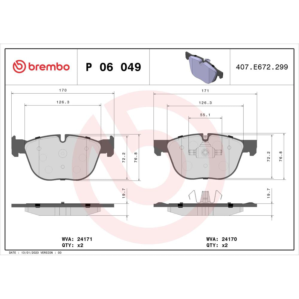 Set placute frana Brembo P 06 049