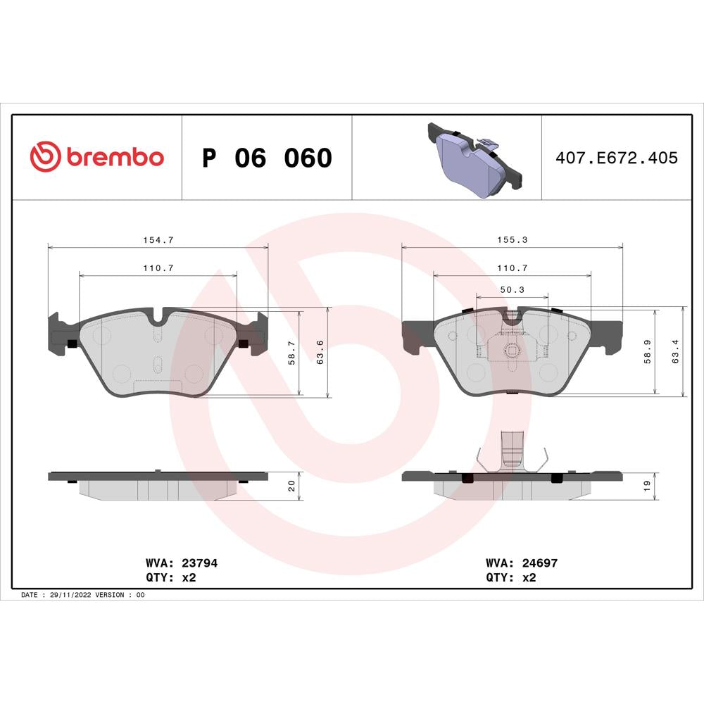 Set placute frana Brembo P 06 060