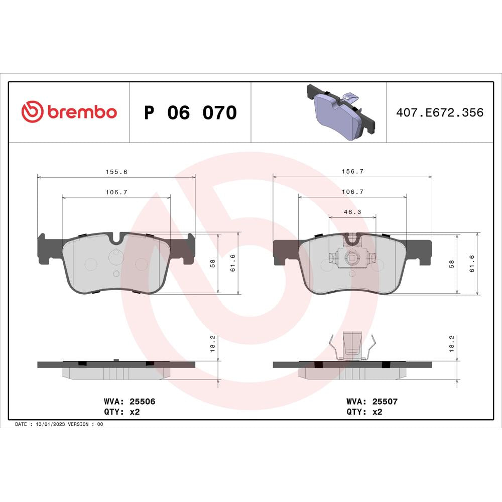Set placute frana fata Brembo P 06 070