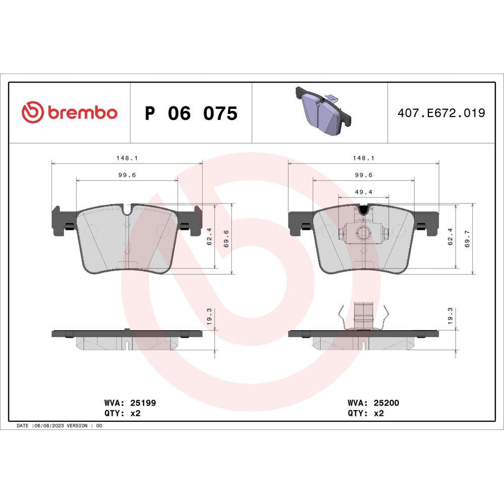 Set placute frana Brembo P 06 075