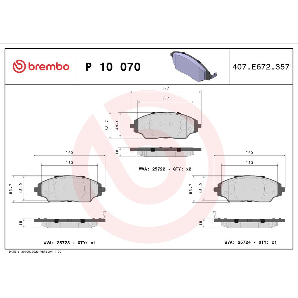 Set placute frana Brembo P 10 070