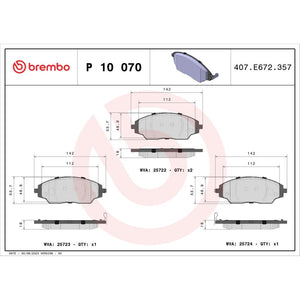 Set placute frana Brembo P 10 070