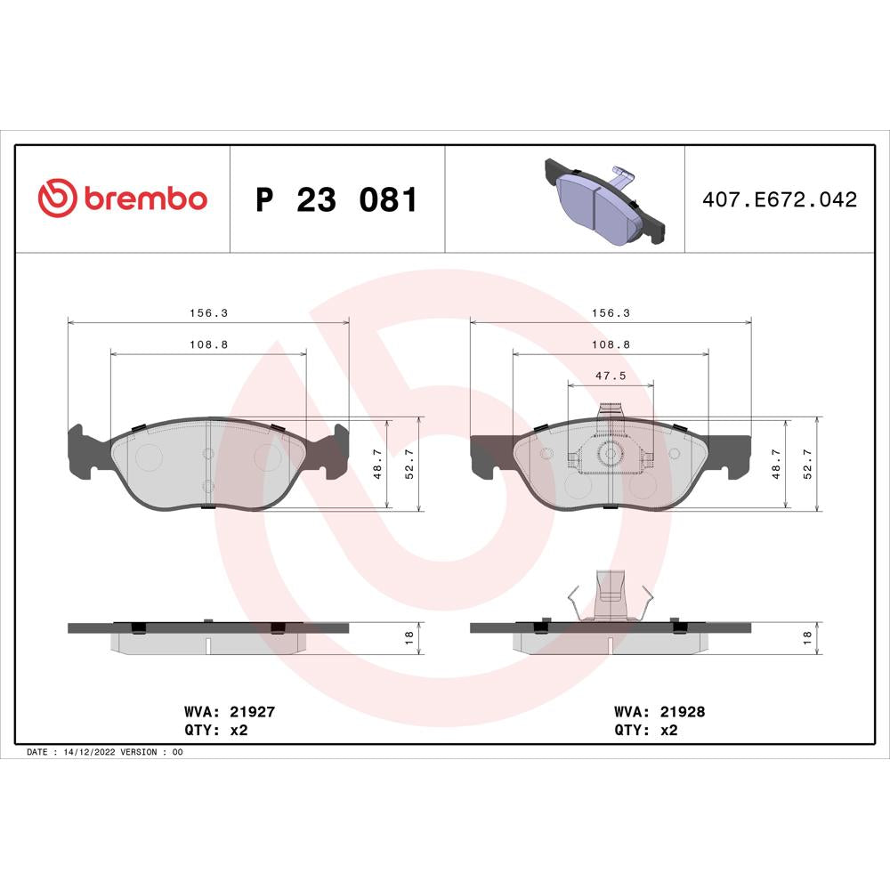 Set placute frana Brembo P 23 081