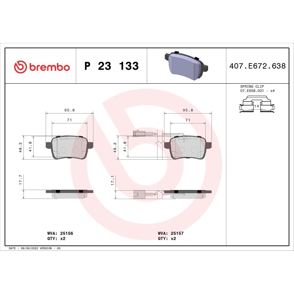 Set placute frana Brembo P 23 133
