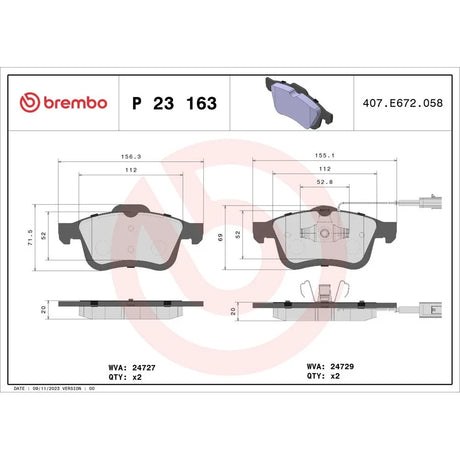 Set placute frana Brembo P 23 163
