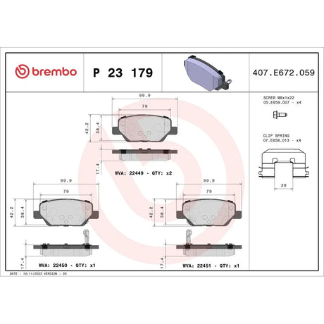 Set placute frana Brembo P 23 179