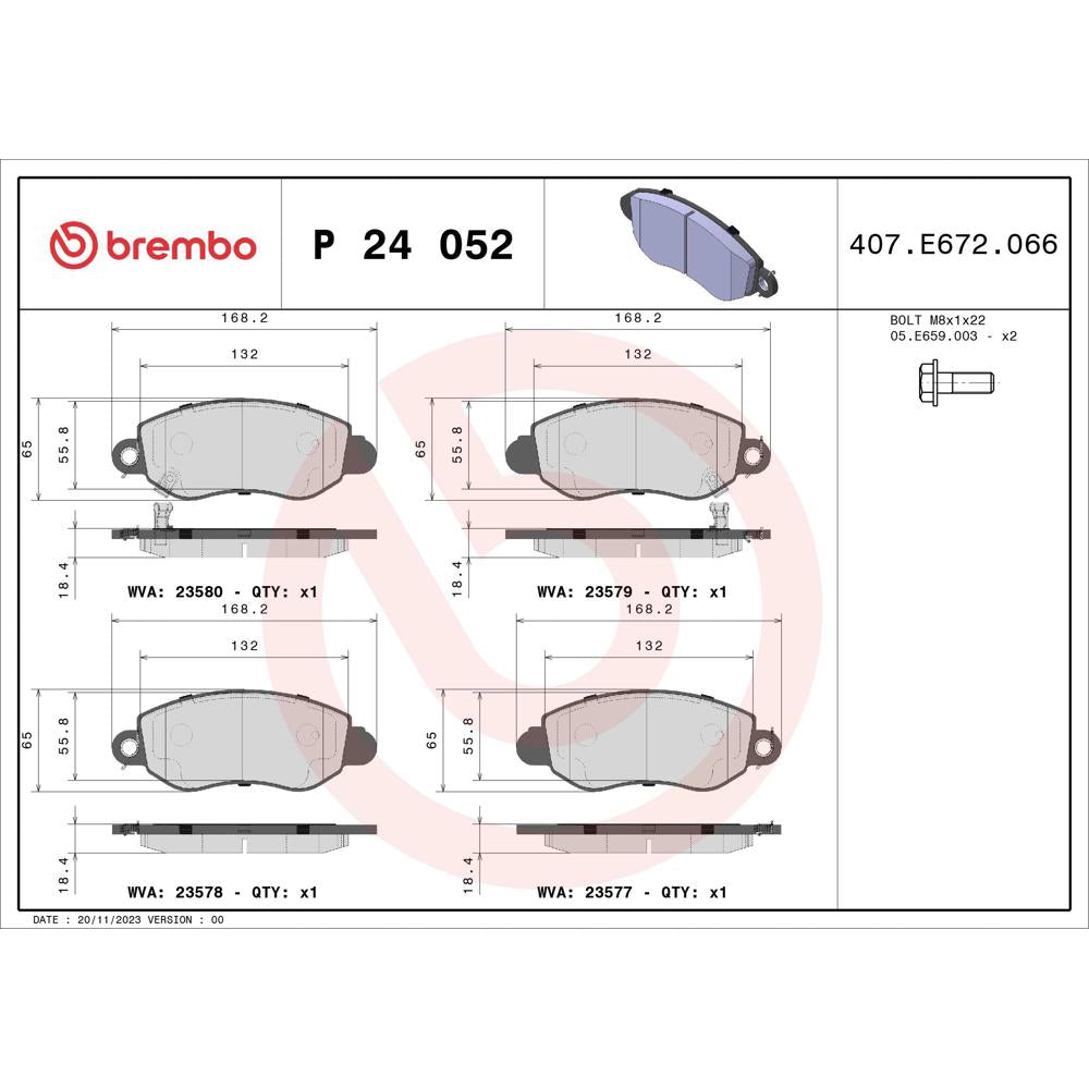 Set placute frana fata Brembo P 24 052