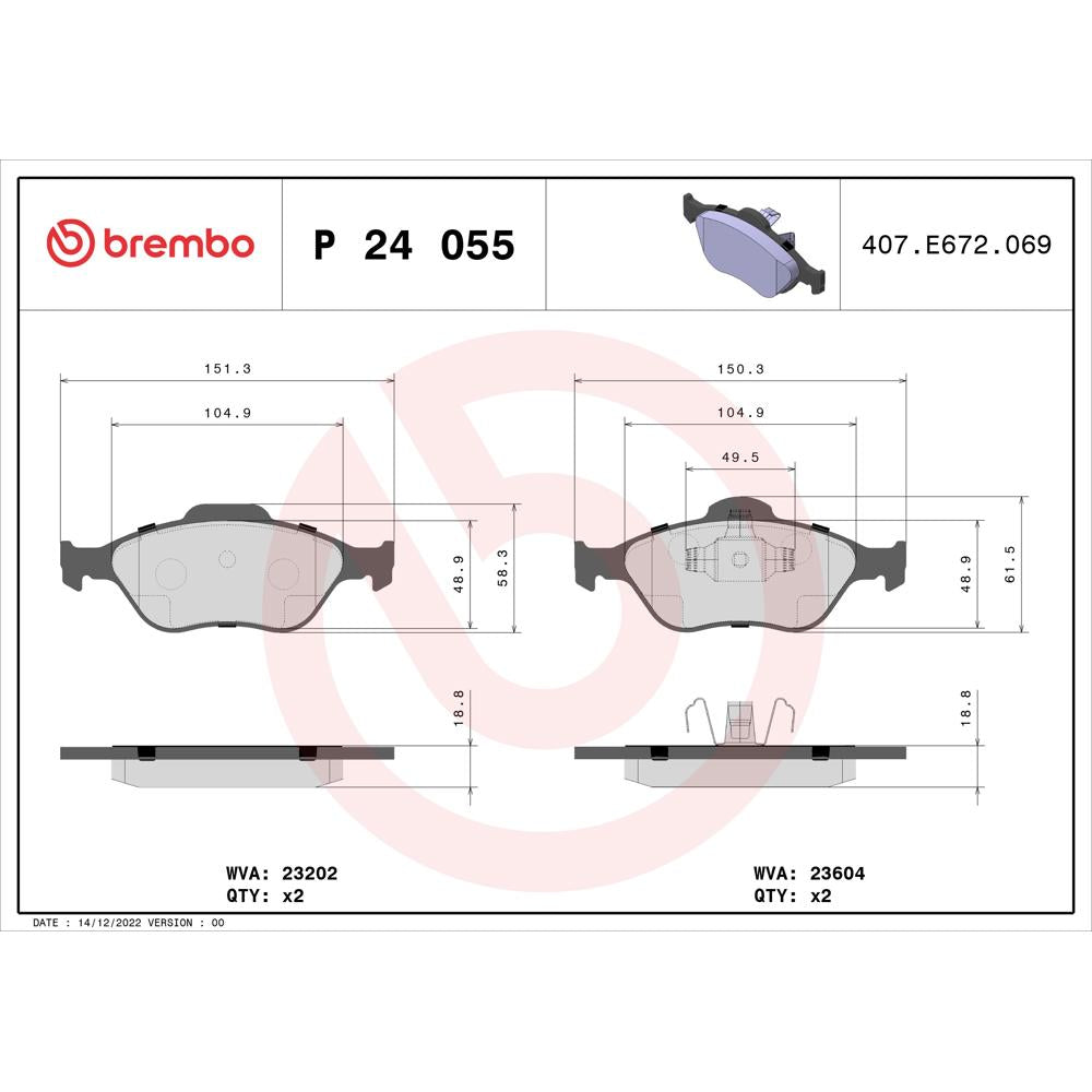 Set placute frana Brembo P 24 055
