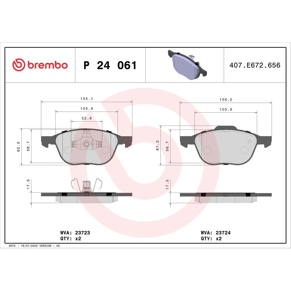 Set placute frana Brembo P 24 061