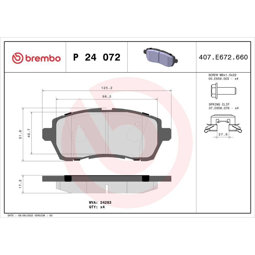 Set placute frana Brembo P 24 072