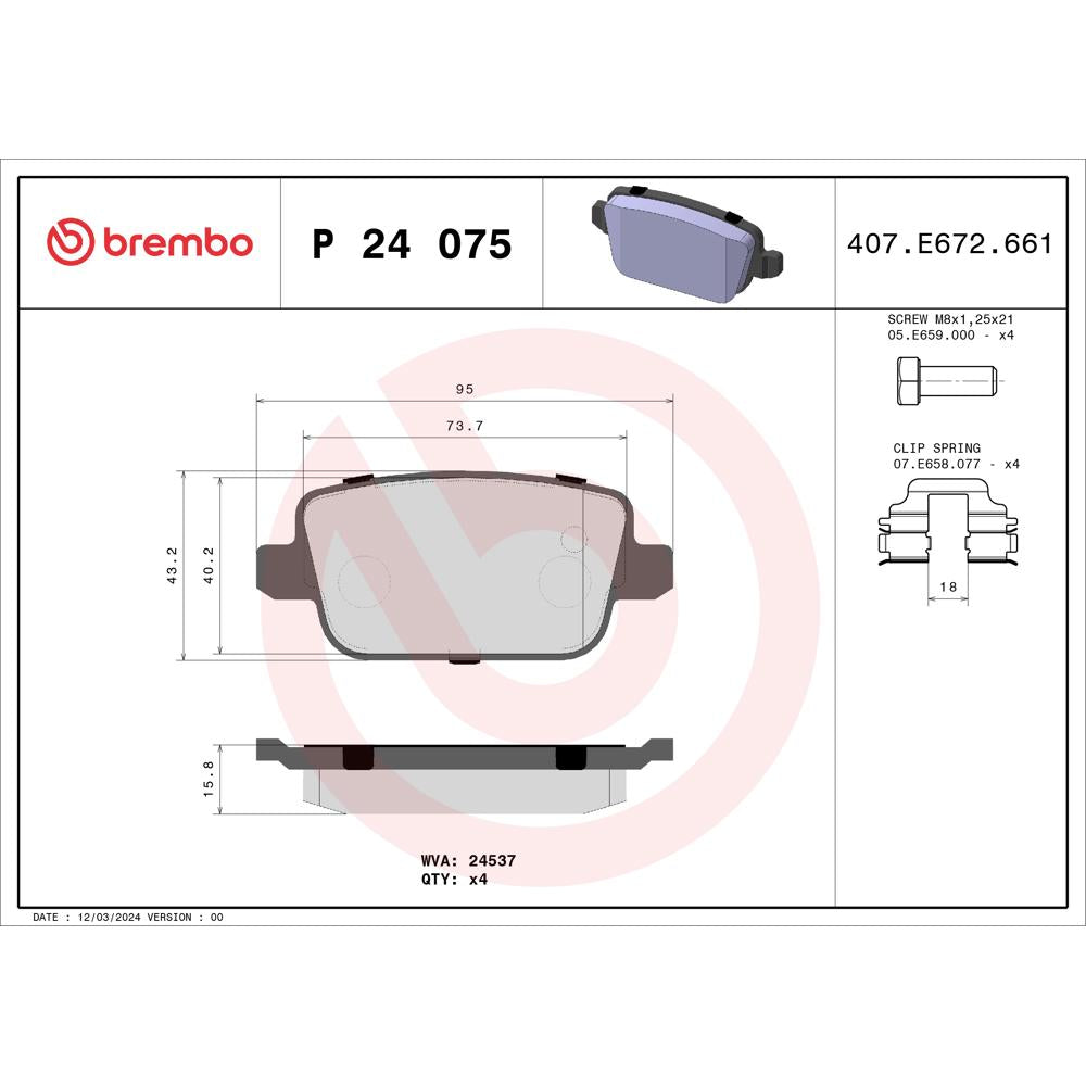Set placute frana Brembo P 24 075