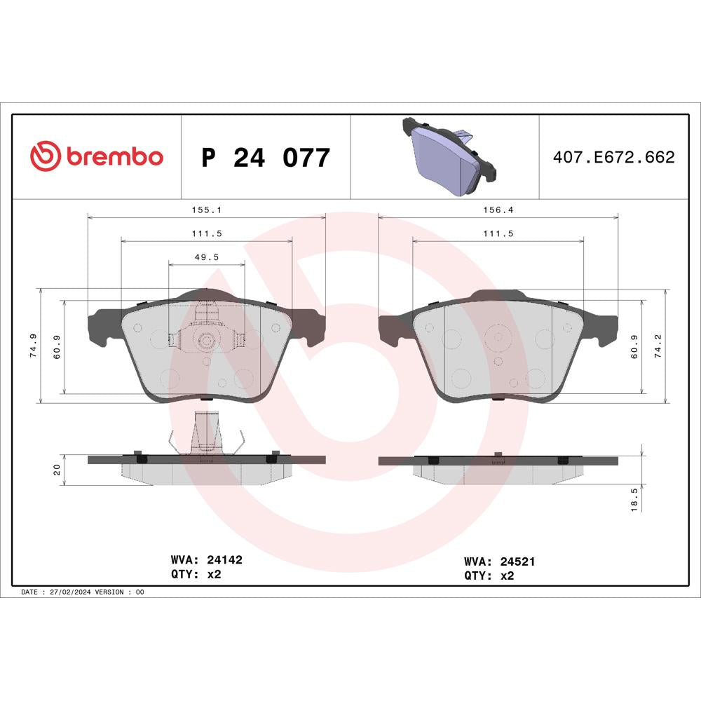 Set placute frana Brembo P 24 077