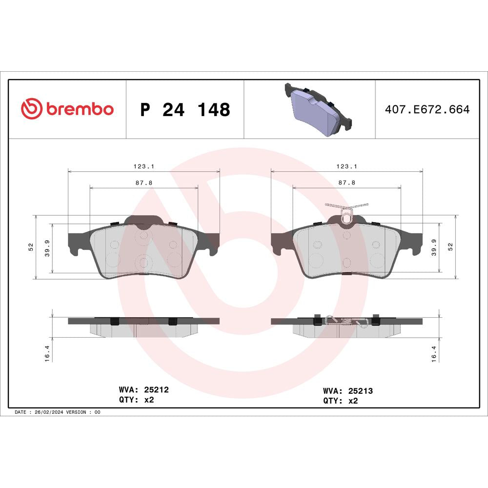 Set placute frana Brembo P 24 148