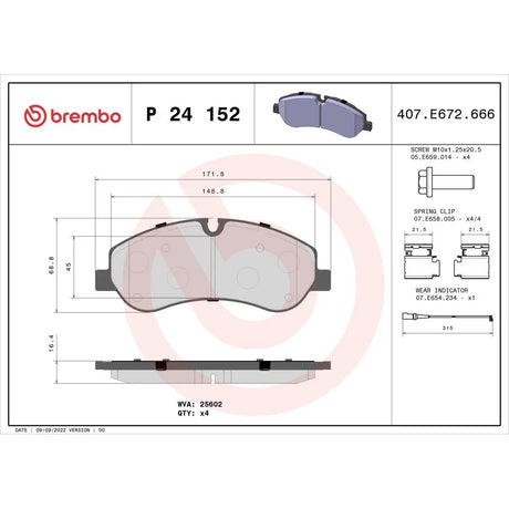 Set placute frana Brembo P 24 152